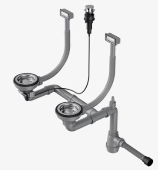 Арматура для двухчашевых моек с клапаном-автомат WK-2-IN-A(арт.4956484)