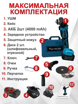 Болгарка аккумуляторная бесщеточная / УШМ 125 с регулировкой оборотов