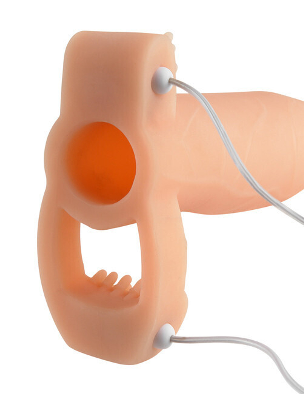 Расширяющая пенис насадка с двойной вибрацией Real Feel Twin Teazer (5 режимов) (Цвет: телесный)