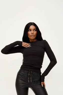 Лонгслив из трикотажа, черный