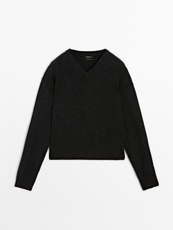 Massimo Dutti Свитер из 100% шерсти, антрацитово-серый