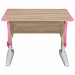 Стол-парта регулируемый "ДЭМИ" СУТ.41, 750х550х530-815 мм, серый каркас, пластик розовый, дуб сонома (КОМПЛЕКТ)