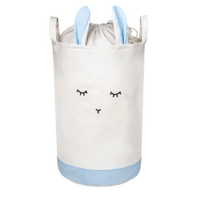 Корзина для хранения игрушек на утяжке с ручками "Кролик" Д350 Ш350 В520 небесно-голубой