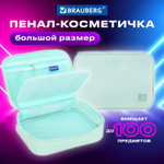Пенал-косметичка BRAUBERG большой 1 отделение 1 откидная планка ткань 21x15x6 см "Mint"