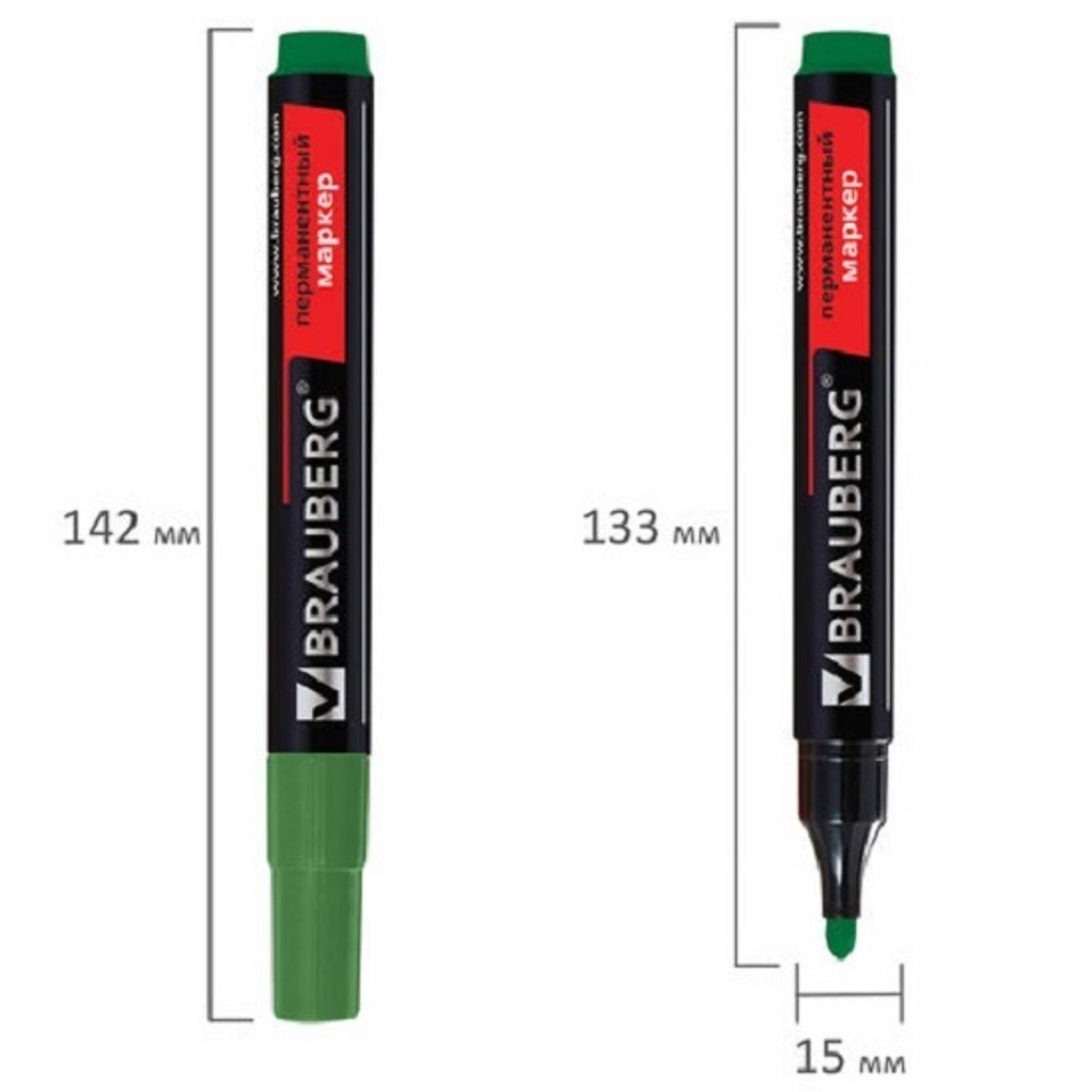 Маркер перманентный 3.0мм, Brauberg Contract, зелёный