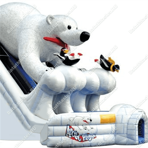 Большой надувной батут-горка "Мишка на севере"