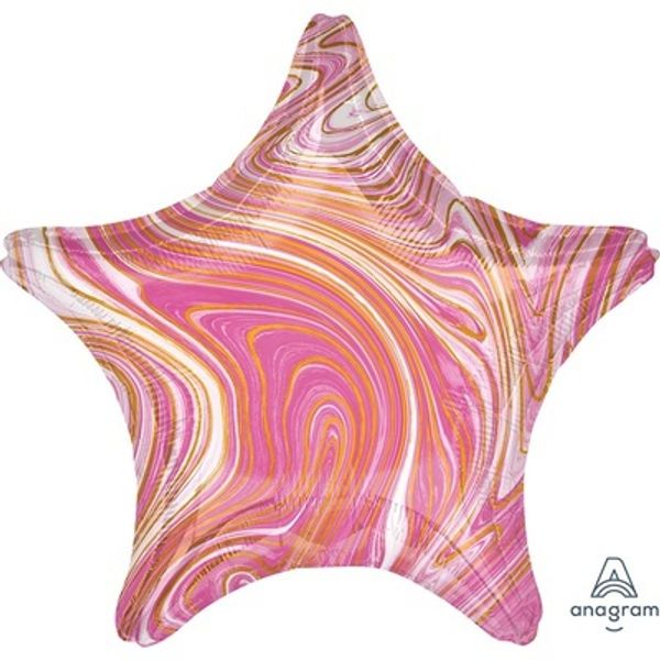 Шар звезда мрамор розовый 48см