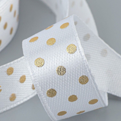 Атласная лента в горошек 25 мм