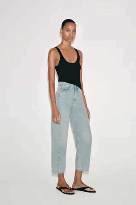 ZARA ДЖИНСЫ ZW COLLECTION ANKLE RELAXED СО СРЕДНЕЙ ПОСАДКОЙ, ГОЛУБОЙ