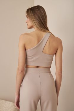 Асимметричный топ из джерси цвета какао