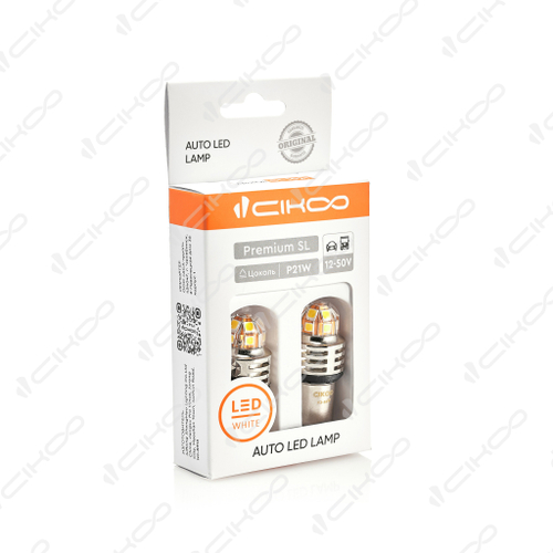 Лампа светодиодная 12V 21W металлический цоколь 1-конт. белый 12 SMD 2 шт. Cikoo Premium SL