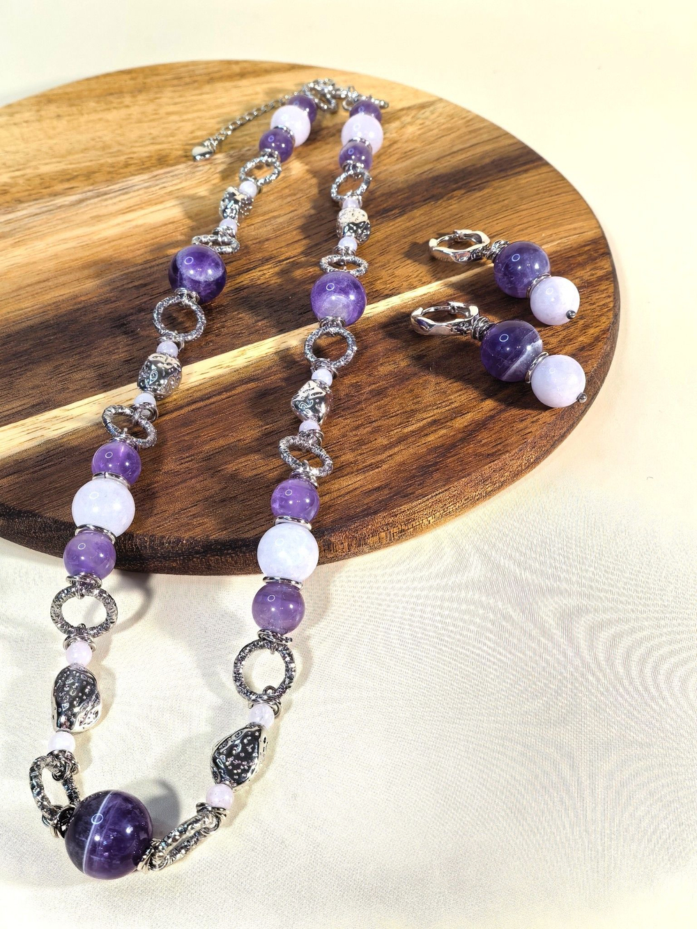 Комплект колье и серьги с аметистом