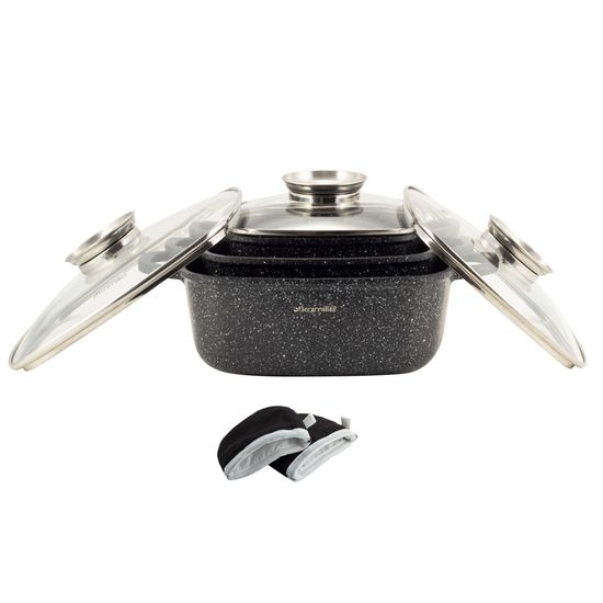 Набор посуды 6 предметов с прихватками Kamille KM 4435 из литого алюминия