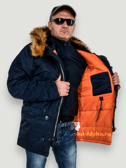 Куртка Аляска Alpha Slim Fit N-3B (т. синяя - r.blue/orange)