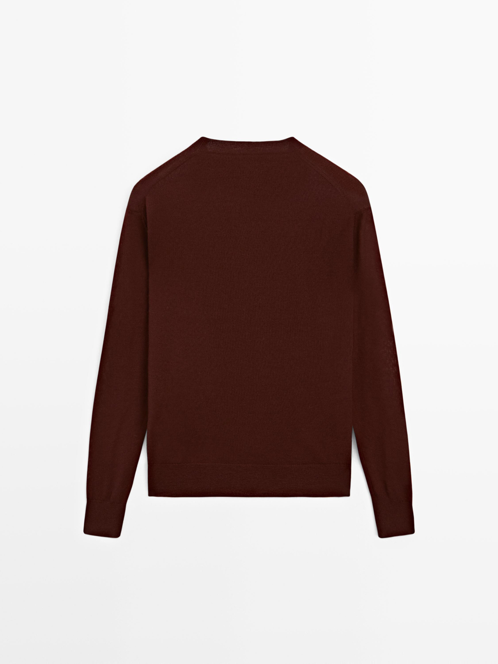 Massimo Dutti Свитер из тонкого трикотажа с круглым вырезом, гранатовый