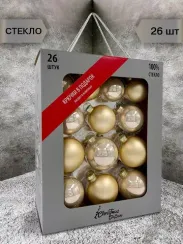 Набор стеклянных шаров Шампань 26 шт., Christmas DeLuxe (86450)