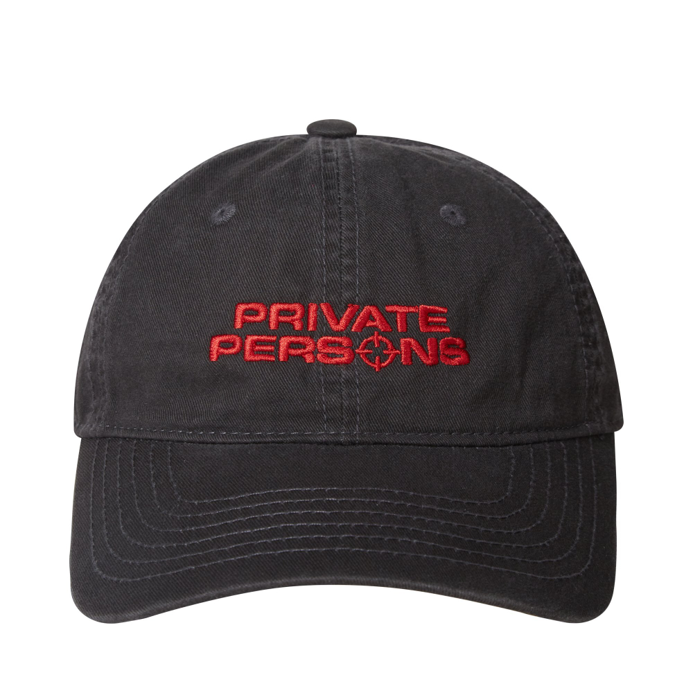 PP LOGO CAP — RED/GREY (WASHED COTTON)
