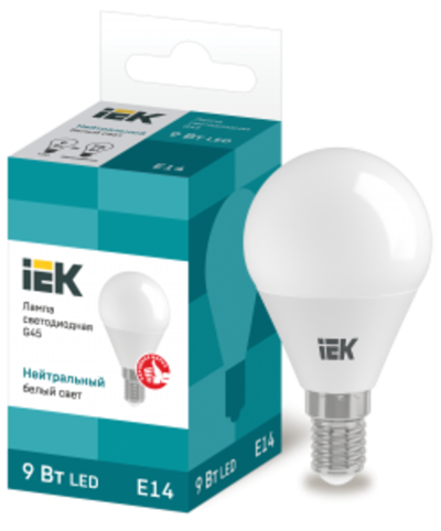 Лампа светодиодная G45 шар 9Вт 230В 4000К E14 IEK