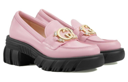 GUCCI Interlocking Patent Leather Platform Shoes Women"s Pink