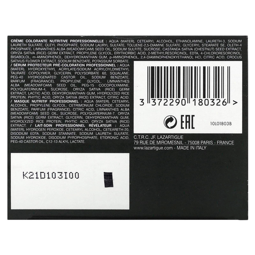 Lazartigue, Стойкая краска для волос с растительными экстрактами, 7.00 для блонда, 1 нанесение