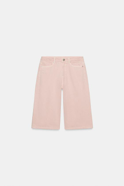 ZARA ДЖИНСОВЫЕ ШОРТЫ СО СРЕДНЕЙ ПОСАДКОЙ — ZW COLLECTION, РОЗОВЫЙ