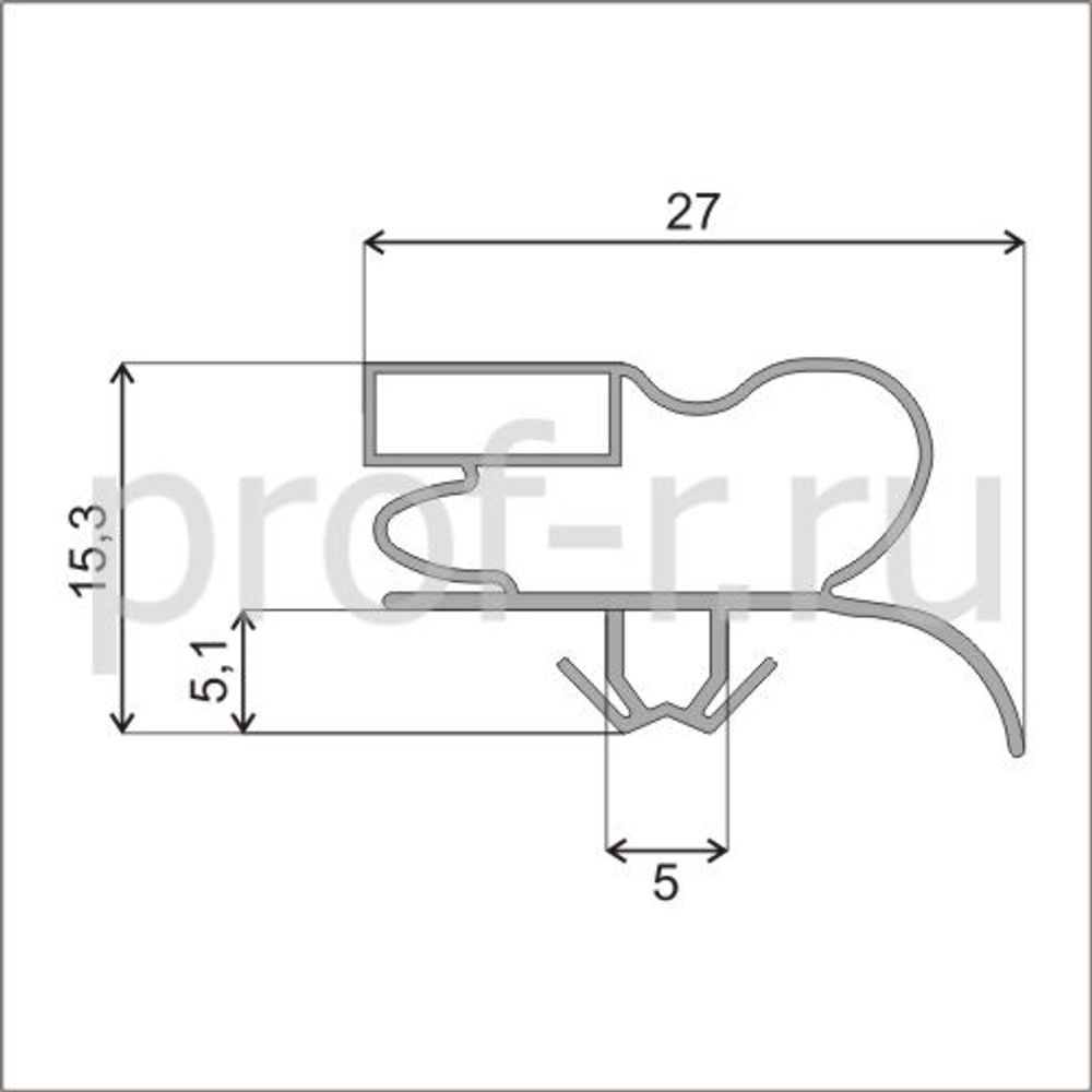 Уплотнитель 64,5*53,4 см по пазу для холодильника Samsung .Профиль 008