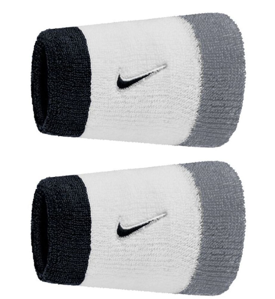 Напульсник теннисный Nike Swoosh Double-Wide 2P - white/cool grey/black