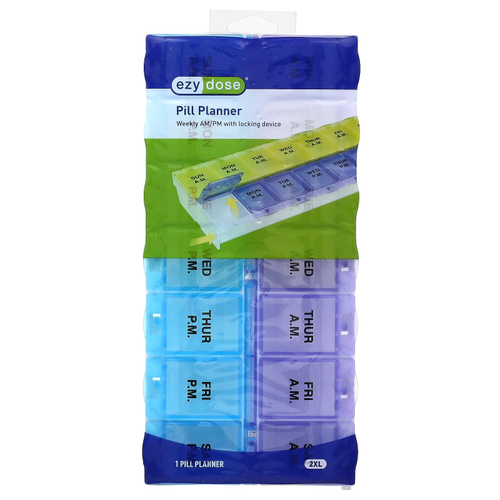 Ezy Dose, еженедельный органайзер для таблеток с замком, 2 шт., размер XL, 1 шт.