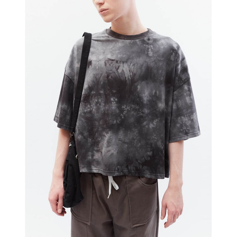 Футболка БИЧ укороченная оверсайз тай-дай темно-серая