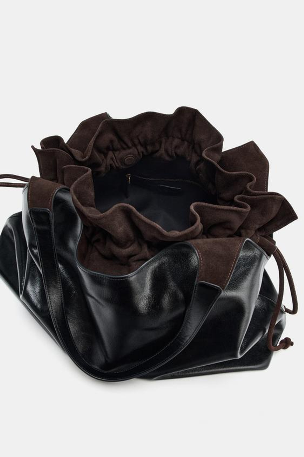 ZARA КОЖАНАЯ СУМКА-ШОПЕР MAXI LIMITED EDITION, ШОКОЛАДНЫЙ