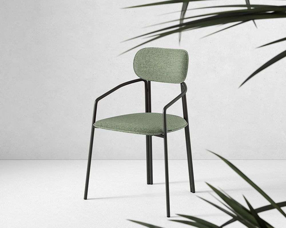 Стул Ror, Round, рогожка, черный/зеленый