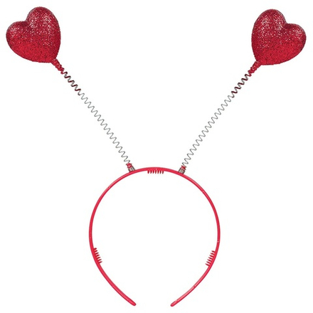 Ободок-антенки «Красные сердца», блестящие