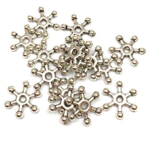 Бусины - спейсеры для украшений 16х3 мм (10 шт), под серебро