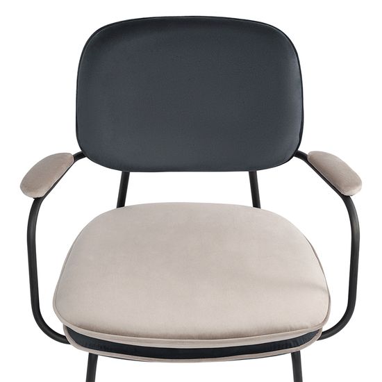 Стул с подлокотниками и контрастным кантом pea, велюр, темно-серый/бежевый