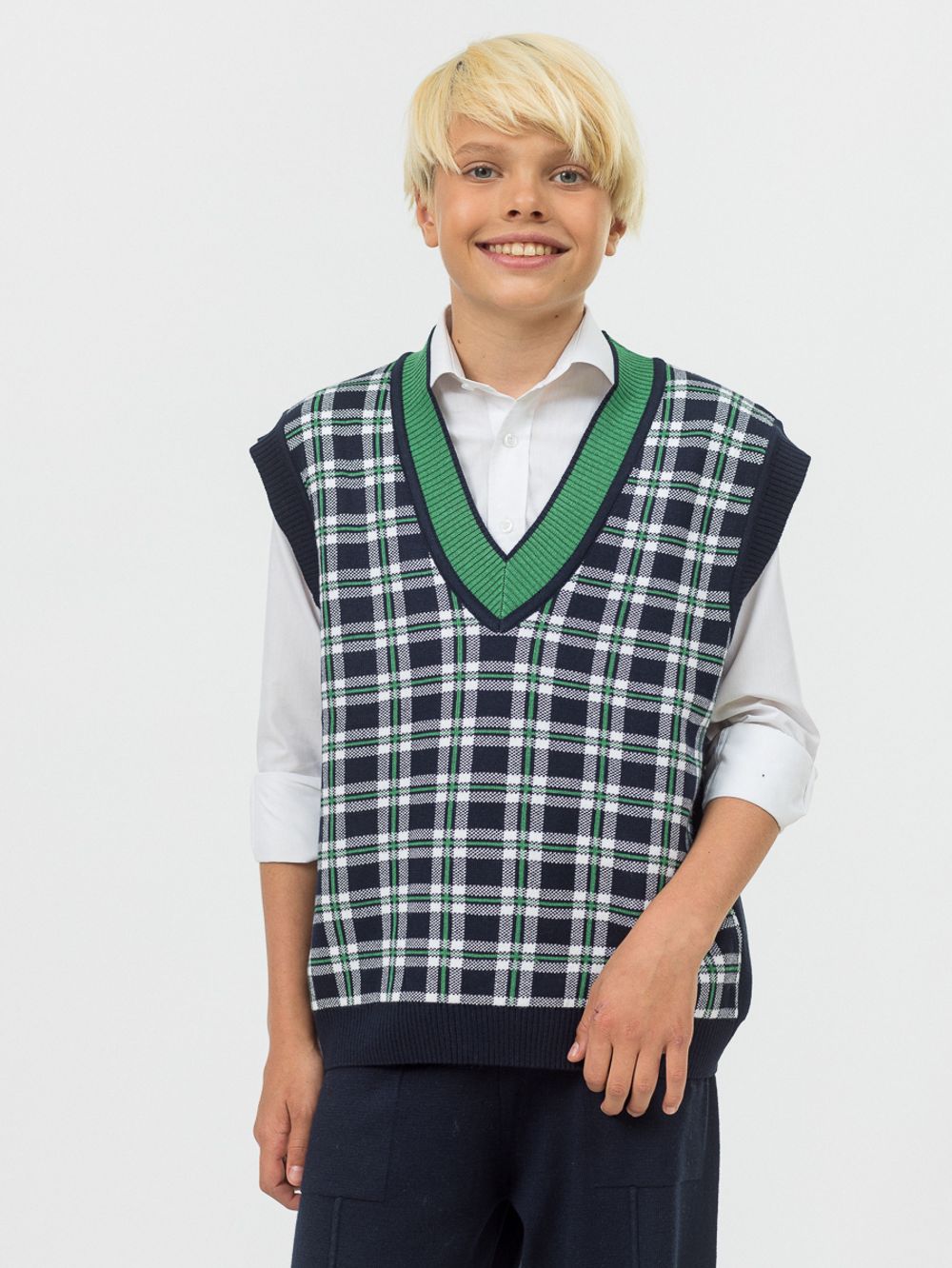 Жилетка для мальчика в школу AT1081 синий