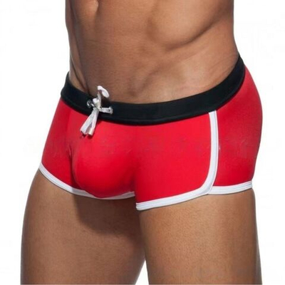 Красные мужские плавки-хипсы с контрастной отделкой (Размер: XXXL) (Цвет: красный)