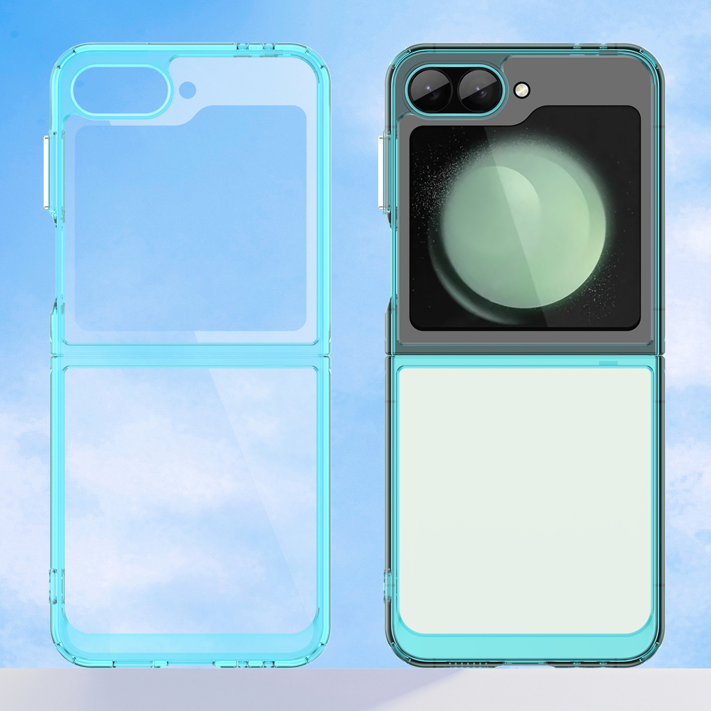 Двухкомпонентный чехол для Samsung Galaxy Flip 6 5G, мягкий отклик кнопок, усиленные рамки бирюзового цвета