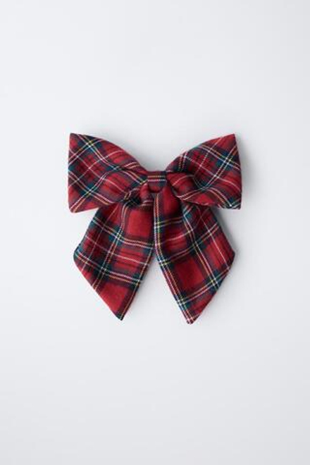 ZARA ЗАКОЛКА-БАНТ В КЛЕТКУ, КРАСНЫЙ
