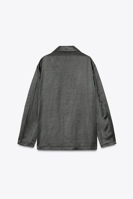 ZARA БЛЕЙЗЕР ИЗ АТЛАСНОЙ ТКАНИ С ЛЬНОМ — ZW COLLECTION, УГОЛЬНЫЙ