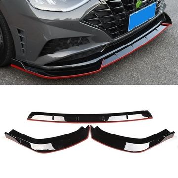 Сплиттер переднего бампера Hyundai Sonata DN8 2019-2023 чёрный с красным