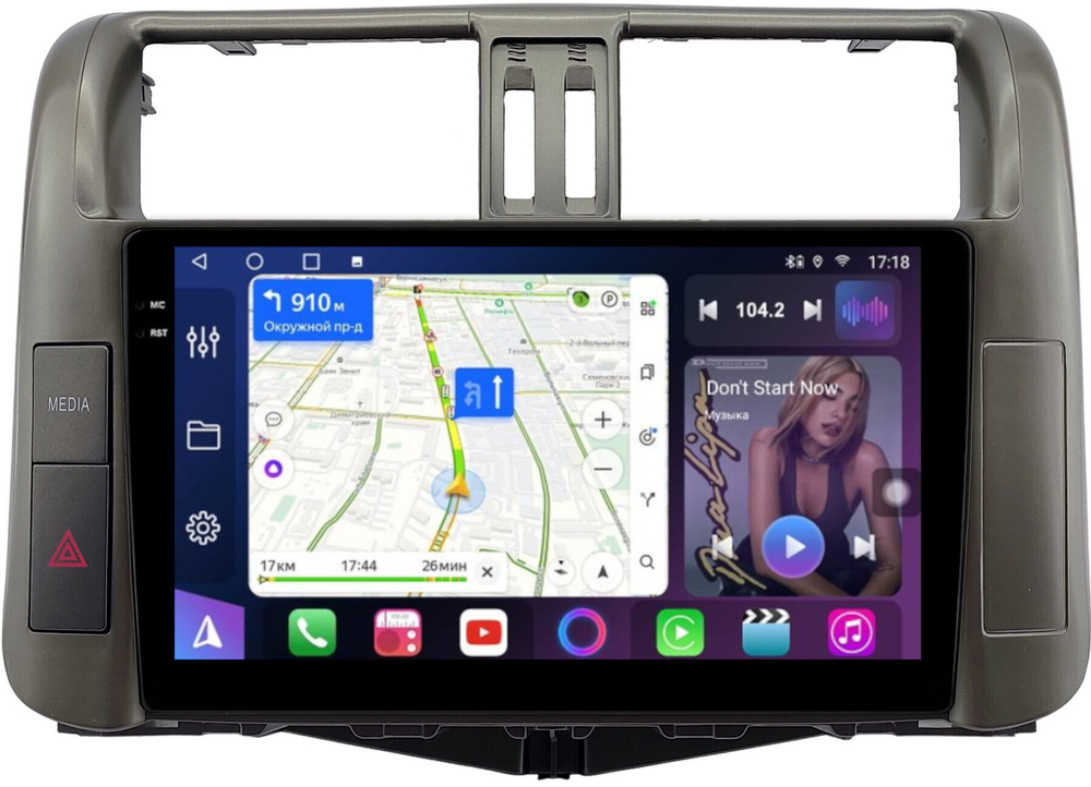 Магнитола для Toyota Land Cruiser Prado 150 2009-2013 (взамен 7" навигации) - FarCar BM9-7041C монитор 9.5" QLED на Android 14, TS10, 4+32Гб, CarPlay, 4G SIM-слот