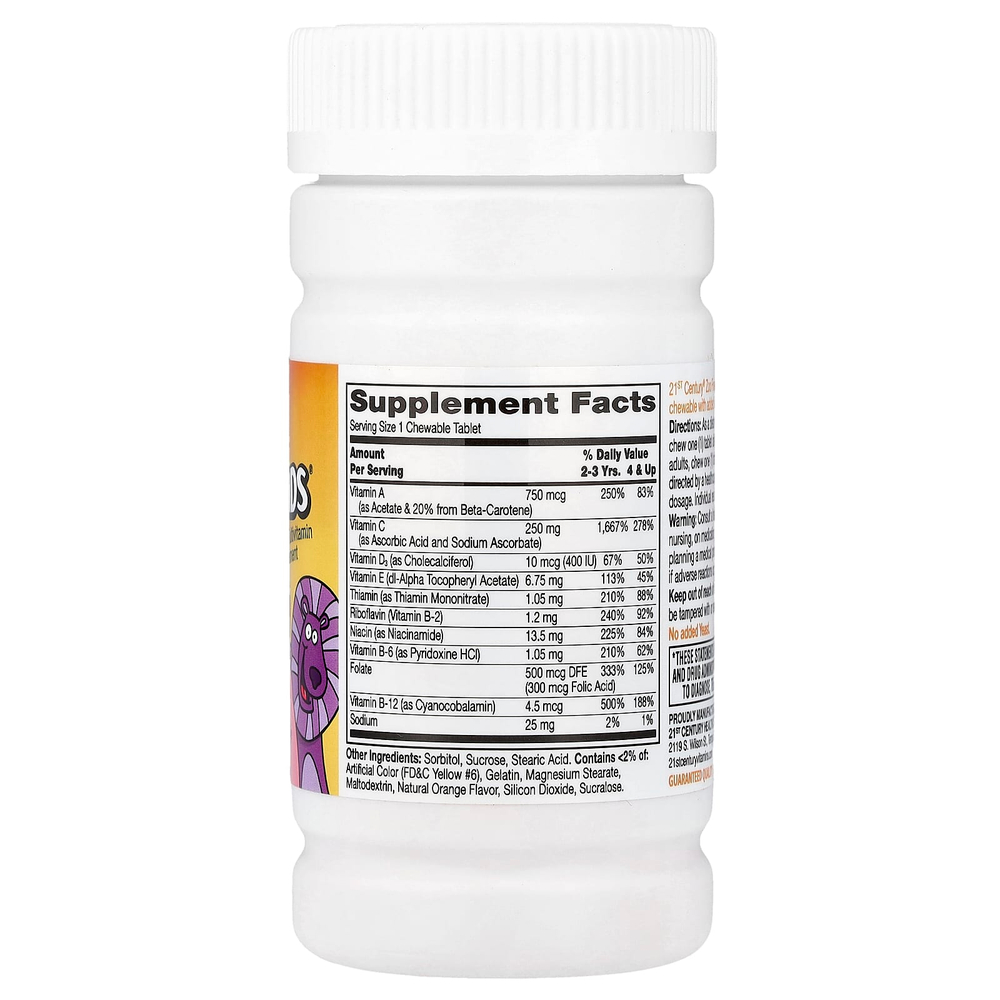 21st Century, Zoo Friends® с витамином C, натуральный апельсиновый вкус, 60 жевательных таблеток