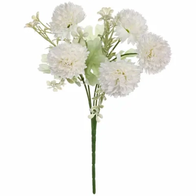 Искусственные цветы «Букет хризантем» 25см 5 цветков белые