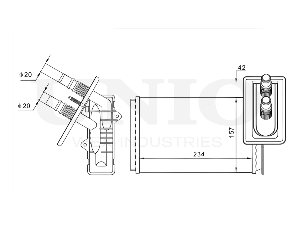 Радиатор отопителя UNIO RAD-20023