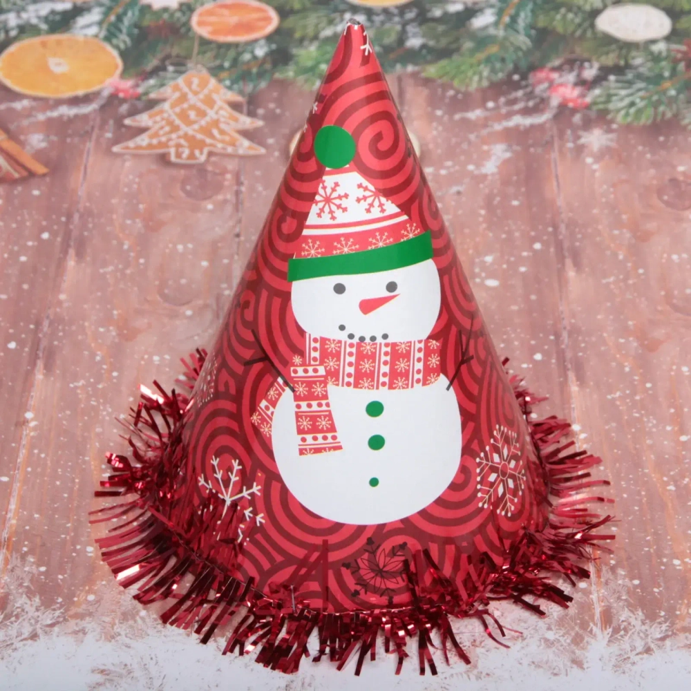 Колпак праздничный «Новый Год» 20см с мишурой