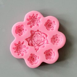 Молд силиконовый для флористики "Семицветик. Маленькие розочки" / Форма для лепки мелких цветочков и бутонов / молд для мыла, воска и полимерной глины