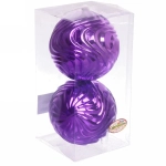 Новогодние шары 10 см (набор 2 шт) «Рельеф», фиолетовый