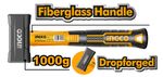Кувалда с фибергласовой рукояткой 1кг. INGCO HSTH81802 INDUSTRIAL