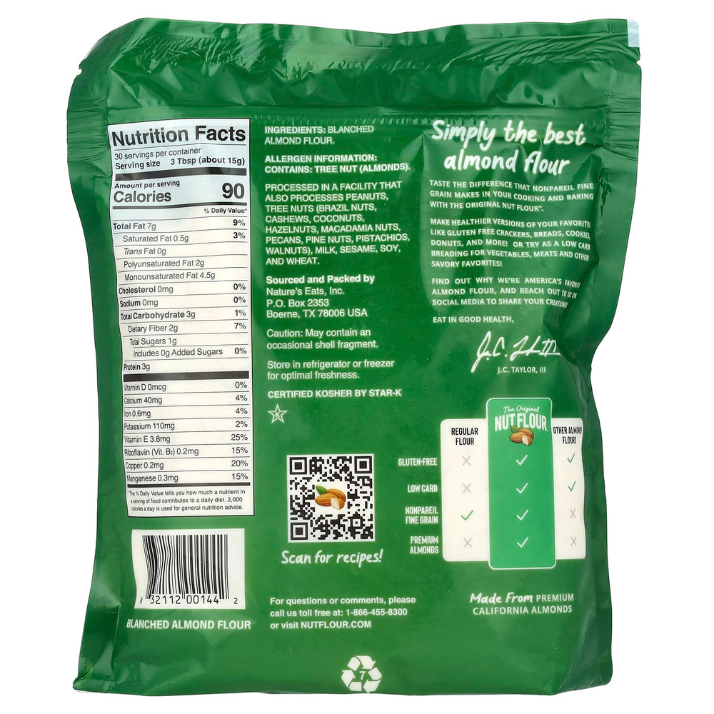 Nature's Eats, The Original Nut Flour ™, миндаль, 454 г (16 унций)