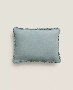 ZARA HOME ЛЬНЯНОЙ ЧЕХОЛ ДЛЯ ДЕКОРАТИВНОЙ ПОДУШКИ, ЗЕЛЕНЫЙ